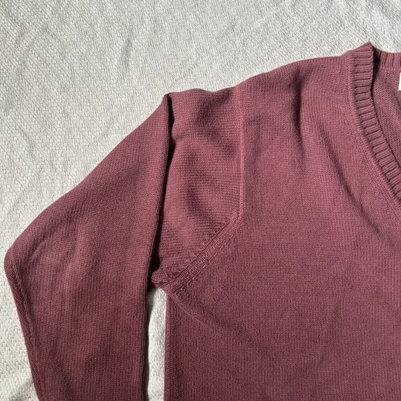 Men's L.L. Bean XXL Tall V-Neck‎ Sweater Burgundy Brown Purple Knit Cotton - Picture 3 of 13